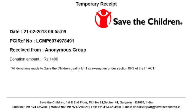 Donation Provider Name - Jordi Braut(Germany)-Donated Country - India -Website - savethechildren.in 