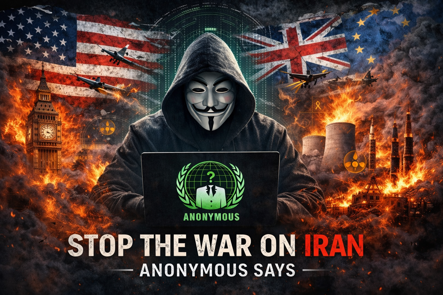 “Stop the War on Iran” — Anonymous Sends Warning to Western Powers